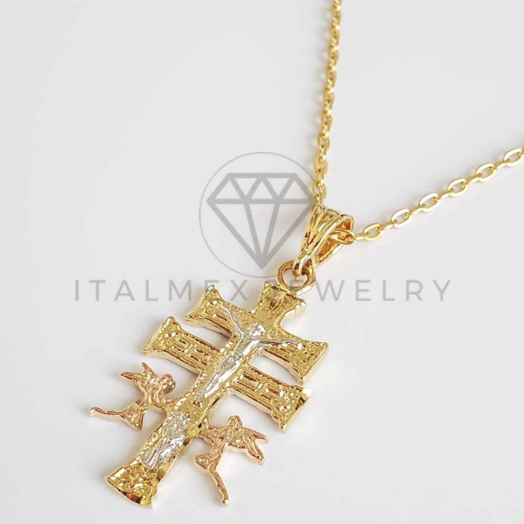 18k Gold Plated Caravaca Cross Pendant & 24